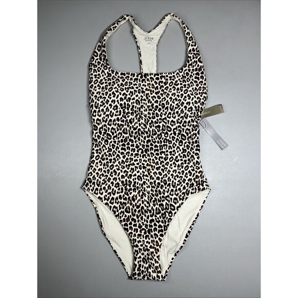 J Crew Gail One Piece in Classic Sculpt™ Swimsuit Womens 8 Natural Leopard Suit - Picture 1 of 10